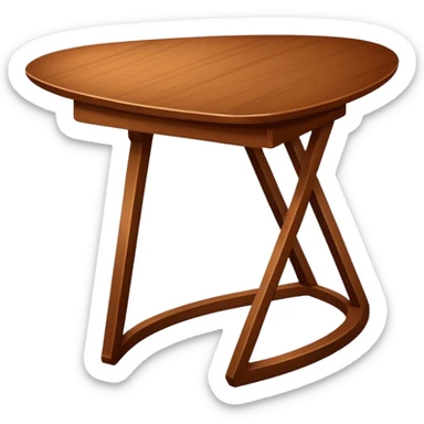 A simple, angled wooden table in the same style as the chair emoji, with a warm medium-brown color, minimal shading, rounded edges, clean lines, on a plain white or transparent background, designed to be recognizable at small (emoji) sizes. sticker