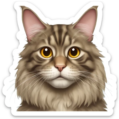 Maine Coon with a stupid face sticker