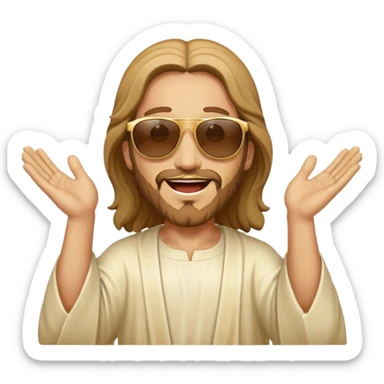 dancing figure of rejoicing Jesus with  sunglases golden  sticker