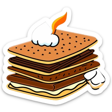 s'mores with chocolate and marshmallow sticker
