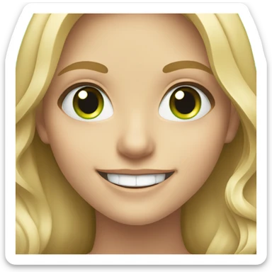 smiling blonde girl portrait with braces and green eyes sticker