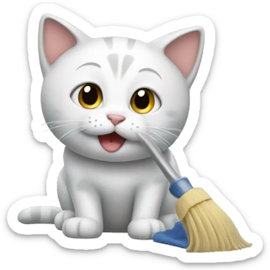cat cleaning  sticker
