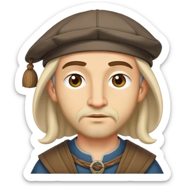 Medieval male merchant cap with folded front sticker