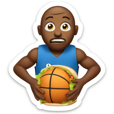 basketball eating a hamburger sticker