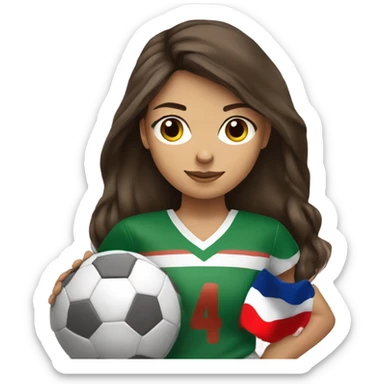 Brunette hair brown eye girl playing flag football sticker