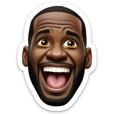 Lebron James laughing with the tongue out and tearing  sticker