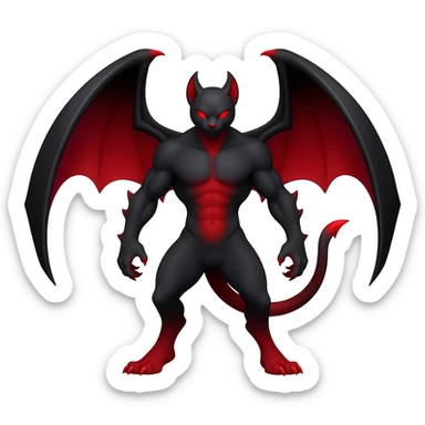 Vampiric Batty Black and Sanguine-red Noibat-Litten-Torracat-Lykoi-hybrid-fusion (full body) sticker