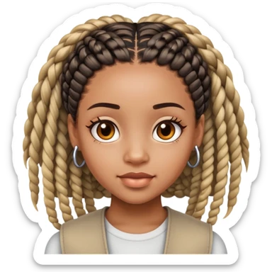 Light skin black girl with box braids sticker