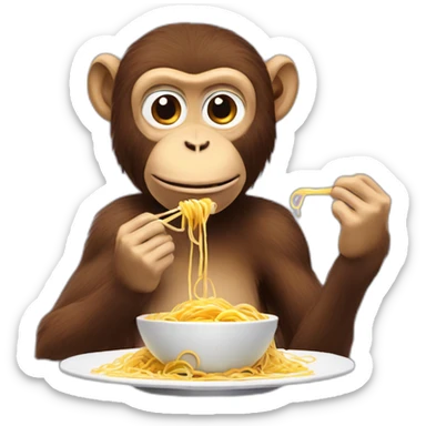 monkey eating spaghettis sticker
