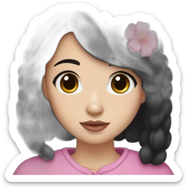 Beautiful woman,Black hair,long hair,White skin,oval face,big eyes,Blackeyes,Pink lips,Chinese sticker