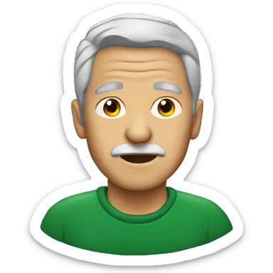 old men profile gray hair and green crewneck sticker