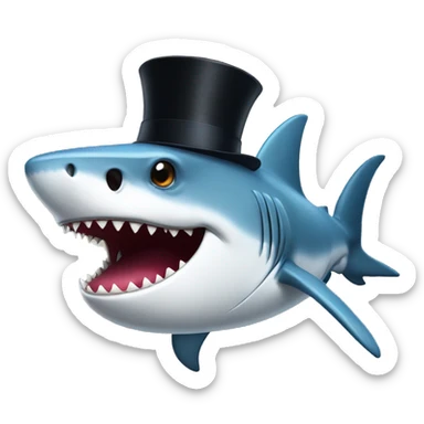Shark with a top hat sticker