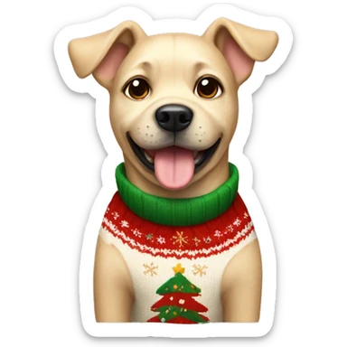 Beige dog wearing a Christmas sweater  sticker