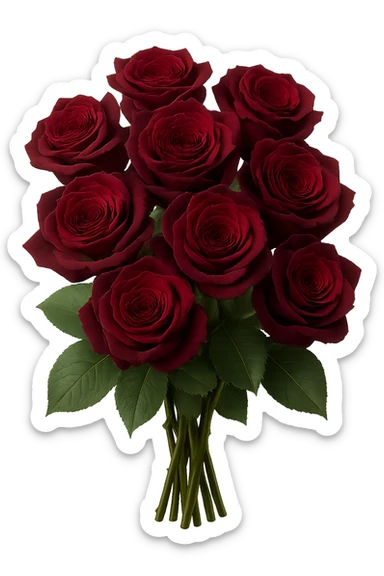 bouquet of burgundy roses , remove background sticker