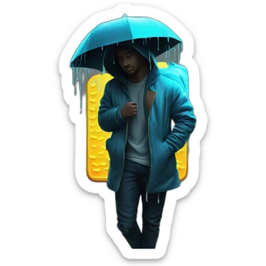 Juicy booty neon sign style man rain sticker