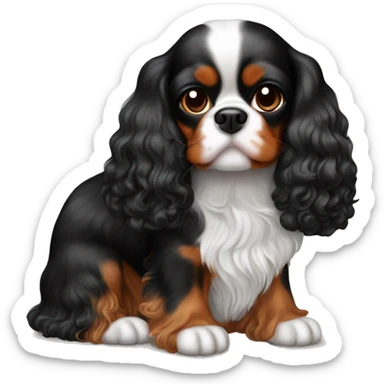 cavalier king charle black and tan small with curly sticker