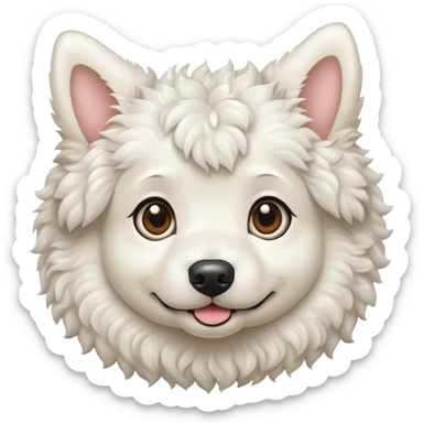 Curly-haired round-eared white dog sticker