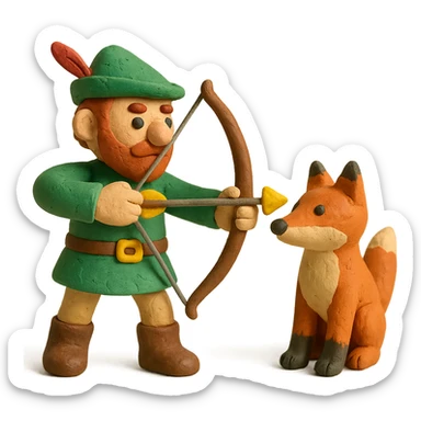 claymation style archer and fox sticker