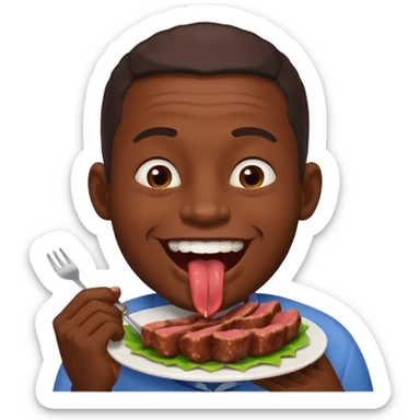 An African man eating meat and laughing  sticker