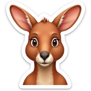 Cinematic Noble Adult Red Kangaroo Portrait Emoji, Poised and regal, with a robust, muscular build, tawny reddish fur, and a distinctive red kangaroo-shaped head featuring a slightly elongated snout, prominent ears, and keen, observant eyes, Simplified yet sharp and sophisticated features, highly detailed, glowing with a warm, sunlit glow, high shine, intelligent and commanding, stylized with an air of outback authority, focused and vigilant, soft glowing outline, capturing the essence of a watchful guardian that seems ready to bound out of the screen with effortless power! sticker