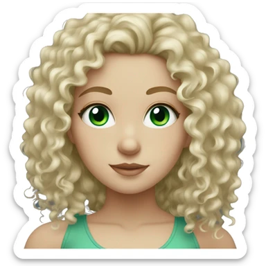 White girl with ocean green eyes and natural curly hair sticker