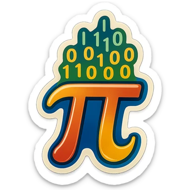  combine the π (pi) math symbol, binary code emerging from it. sticker