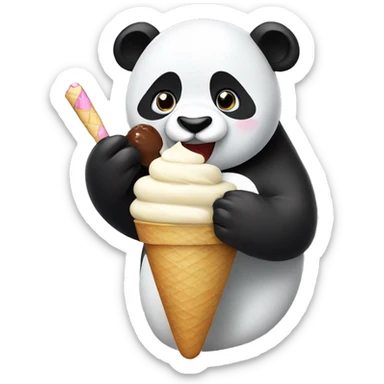 Panda eating ice cream sticker