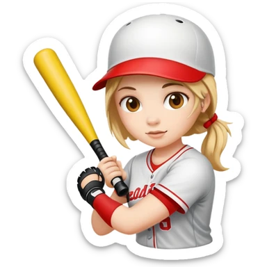 Cute girls playing softball sticker