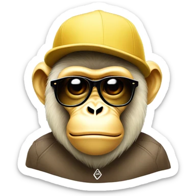 light yellow gorilla tag monkey with beanie  hat and triangle sunglasses sticker