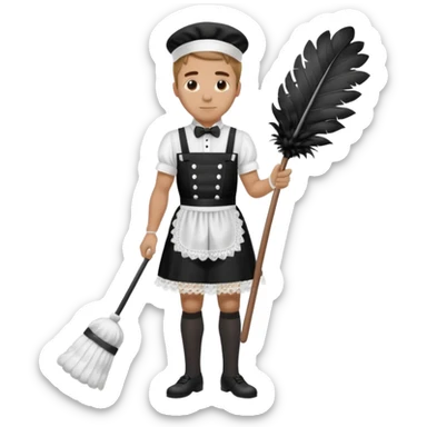 Full body profile Man French maid uniform sticker