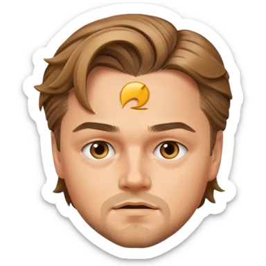 young Leonardo DiCaprio emoji Titanic era with windswept hair and dreamy eyes sticker