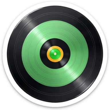 Vinyl record with green point inside sticker