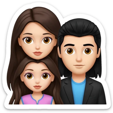 a pretty fair bratz girl with long brown hair and white bratz man with black hair sticker