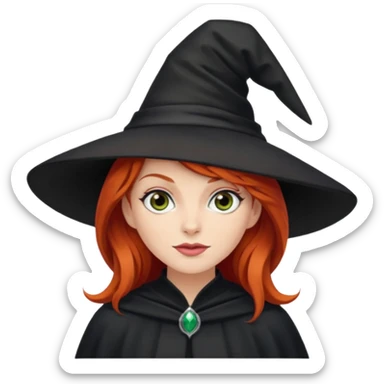 Red haired witch, sassy rolling eyes sticker