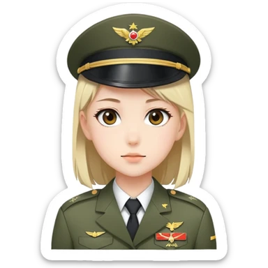 anime girl in military uniform sticker