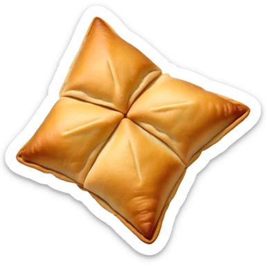 Samosa Cinematic Realistic Samosa Snack Emoji, depicted as a crispy, golden triangular pastry filled with spiced vegetables or meat, rendered with rich textures and vibrant, appetizing lighting. sticker