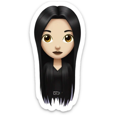 goth girl with long black hair sticker
