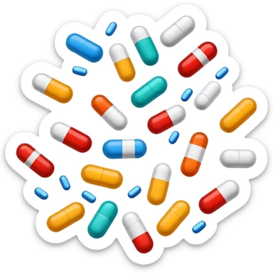 Medicine pills and capsules floating or flying in the air sticker