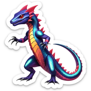 Shiny Exotic Colorful epic Salandit-Genesect-Koraidon-Fakémon-hybrid-creature (full body)  sticker
