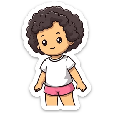 a mixed girl with 3a curly hair sticker