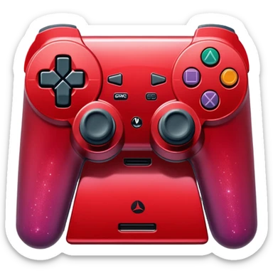 red ombre PlayStation console with glitter sticker
