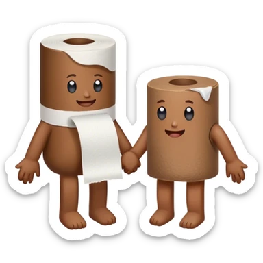 poop and toilet paper holding hands sticker