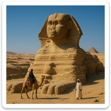 near the statue of the sphinx in Egypt sticker