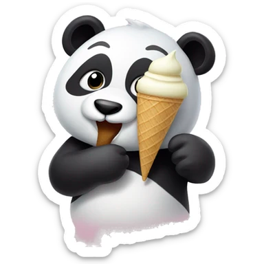 Panda eating ice cream sticker