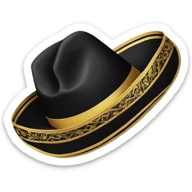 Black with gold trim Mexican mariachi sombrero hat sticker