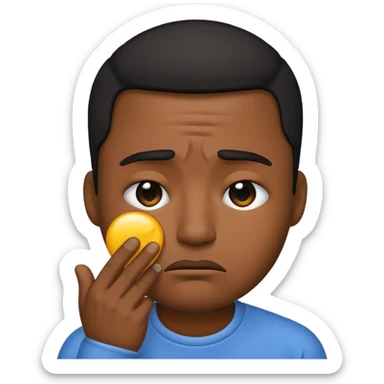 Black man emoji shedding a tear with a frown sticker