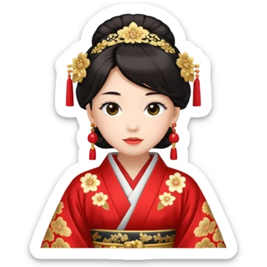 Japanese Princess with in red ceremonial robe kimono sticker