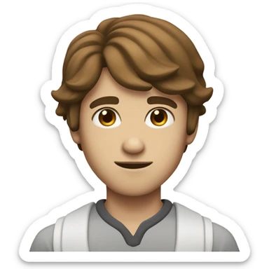 a white skin,  brown and straight  hair sharp jawline boy sticker