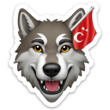 a wolf with a mask and a flag of Türkiye sticker