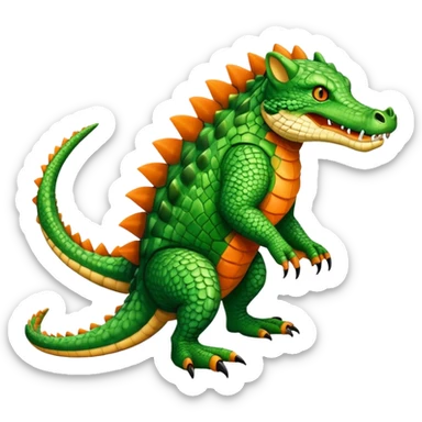 Crocodile-Bobcat-Fakémon-hybrid-creature with a long muzzle, full body sticker